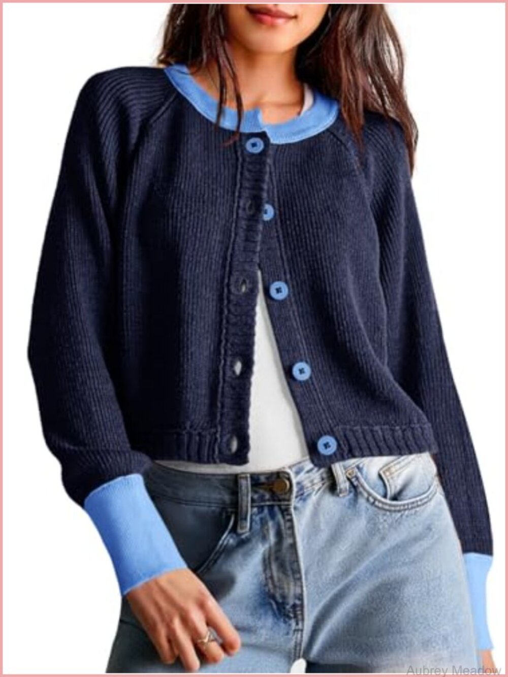 Saodimallsu Cropped Knit Cardigan Sweater Button Down Long Sleeve Fall Trendy